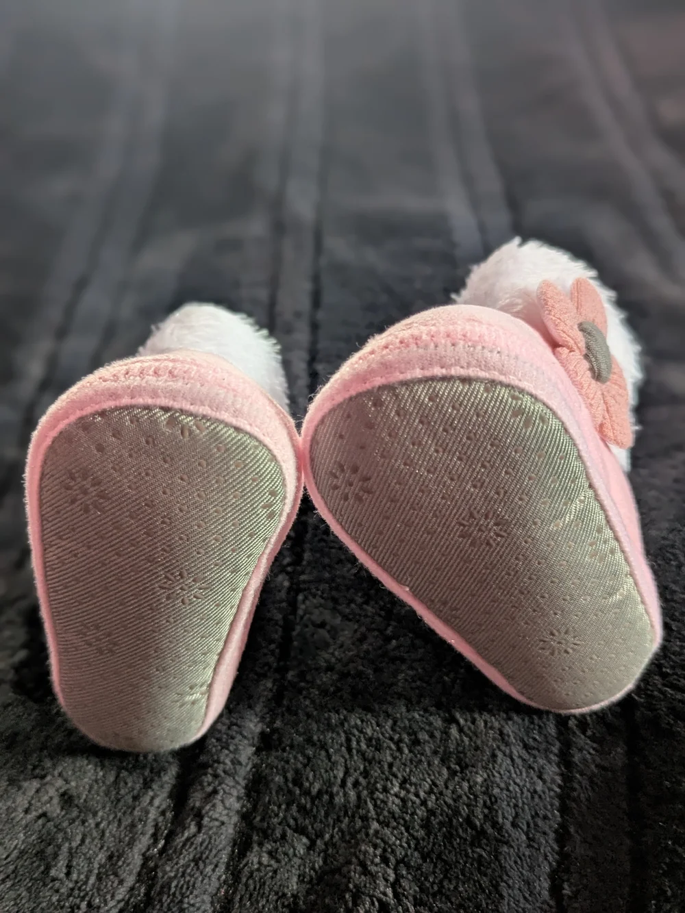 Baby Pink Flower Faux-Fur Booties - Soft Infant Slippers